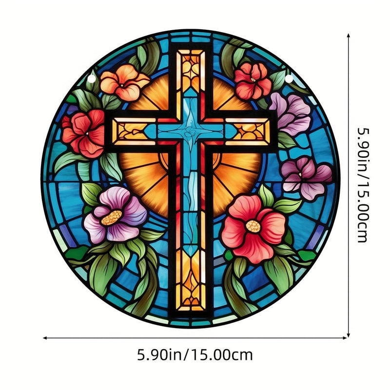 1pc, Cruz De Cristo Manchado Ornamento, Signo De La Paz Suncatcher Ventana Colgante Decoración Amante De La Paz Regalo Para Mamá, Abuela, Maestra, Amigos - SACASUSA