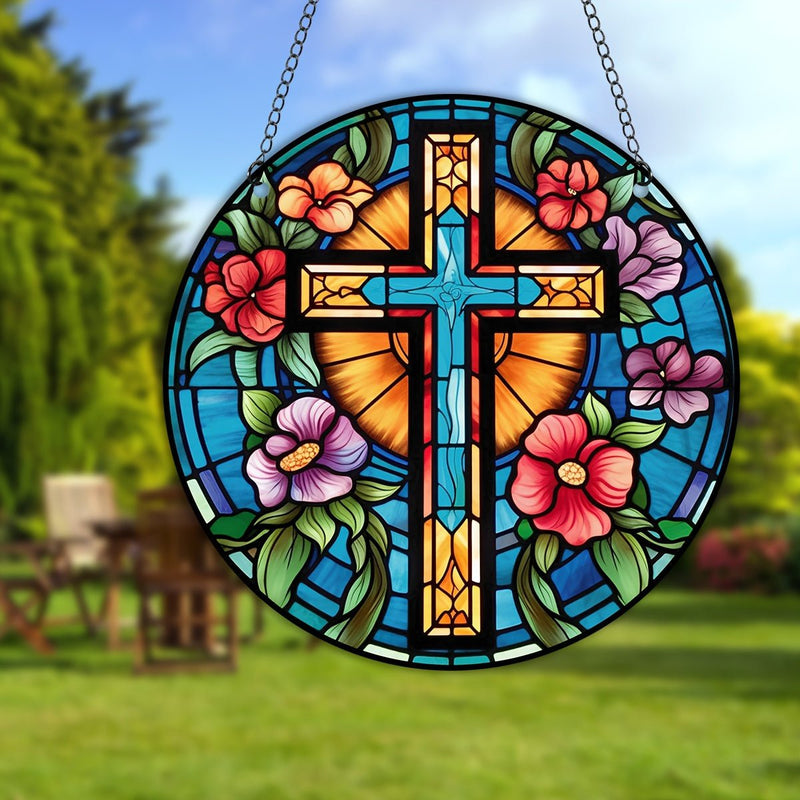 1pc, Cruz De Cristo Manchado Ornamento, Signo De La Paz Suncatcher Ventana Colgante Decoración Amante De La Paz Regalo Para Mamá, Abuela, Maestra, Amigos - SACASUSA