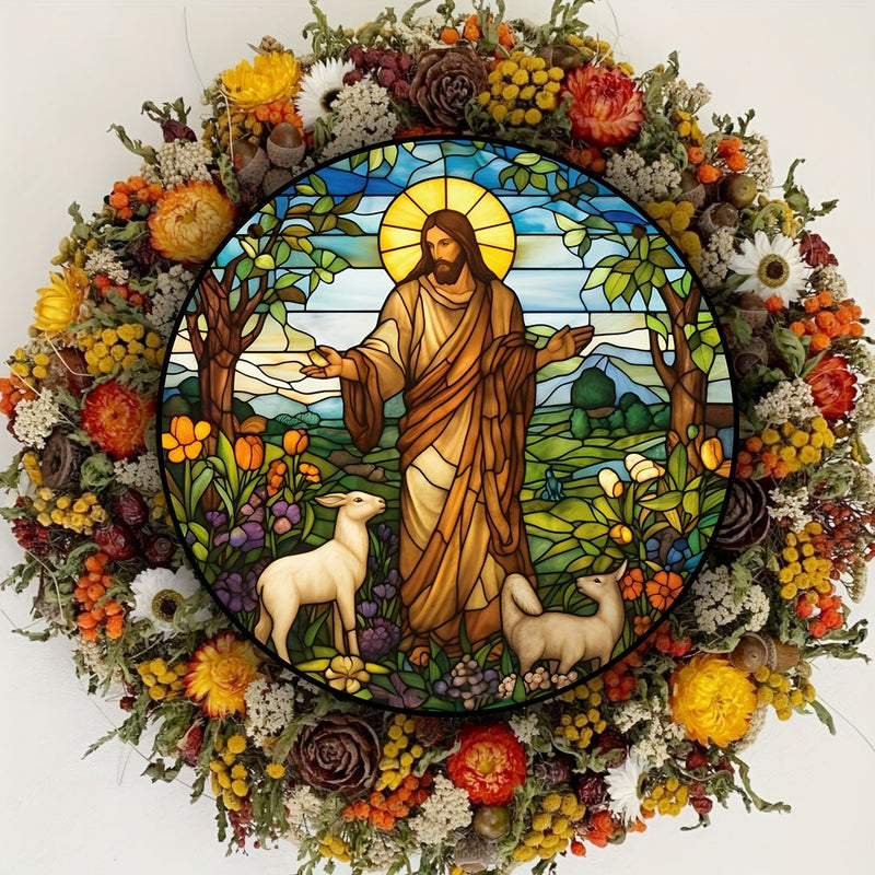 1pc Jesús Manchado Plástico Suncatcher, Ventana Manchada Colgante, Al Aire Libre, Decoración De Navidad, Decoración Del Hogar, Decoración Del Jardín - SACASUSA