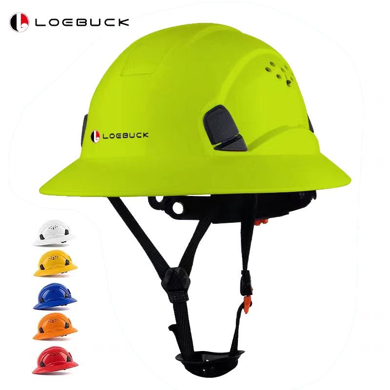 1pc LOEBUCK Casco De Ingeniería, Casco Abs Transpirable, Gran Visera De Sombra, Anti-colisión, Verde - SACASUSA