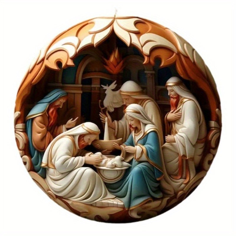 1pc Recuerdo En 3D, Adorno Religioso, Nacimiento De Jesús, Colgante De Oración De Acrílico, Escena Creativa De La Familia De Jesús, Adorno De Pascua, Colgante De Decoración Para El Hogar - SACASUSA