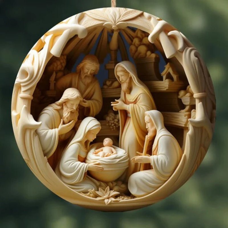 1pc Recuerdo En 3D, Adorno Religioso, Nacimiento De Jesús, Colgante De Oración De Acrílico, Escena Creativa De La Familia De Jesús, Adorno De Pascua, Colgante De Decoración Para El Hogar - SACASUSA