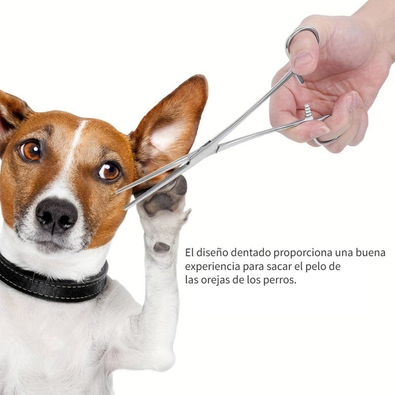 1PC Removedor de Pelo de Oreja de Perro de Acero Inoxidable Superior - Hemostato de Aseo para Mascotas de Calidad, Adecuado para Uso con la Mano Izquierda y Derecha - SACASUSA