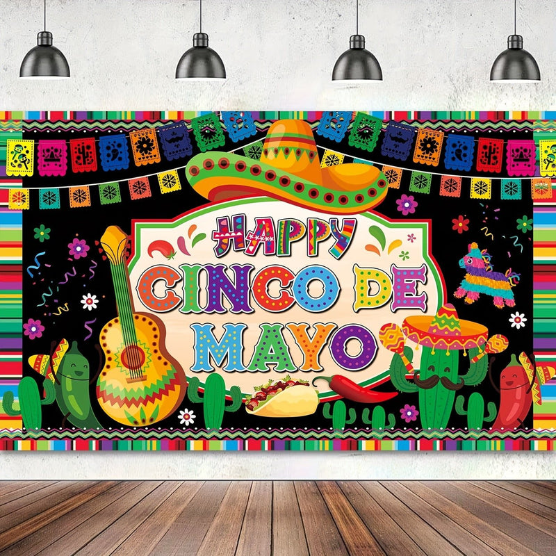 1pc Telón De Fondo De Cinco De Mayo Gran Fiesta Mexicana Decoraciones De Fondo Para Fiesta De Cumpleaños Mexicana Pancarta De Fiesta Mexicana Para La Fiesta De Cinco De Mayo Suministros Para Fiestas Mexicanas Tineit - SACASUSA