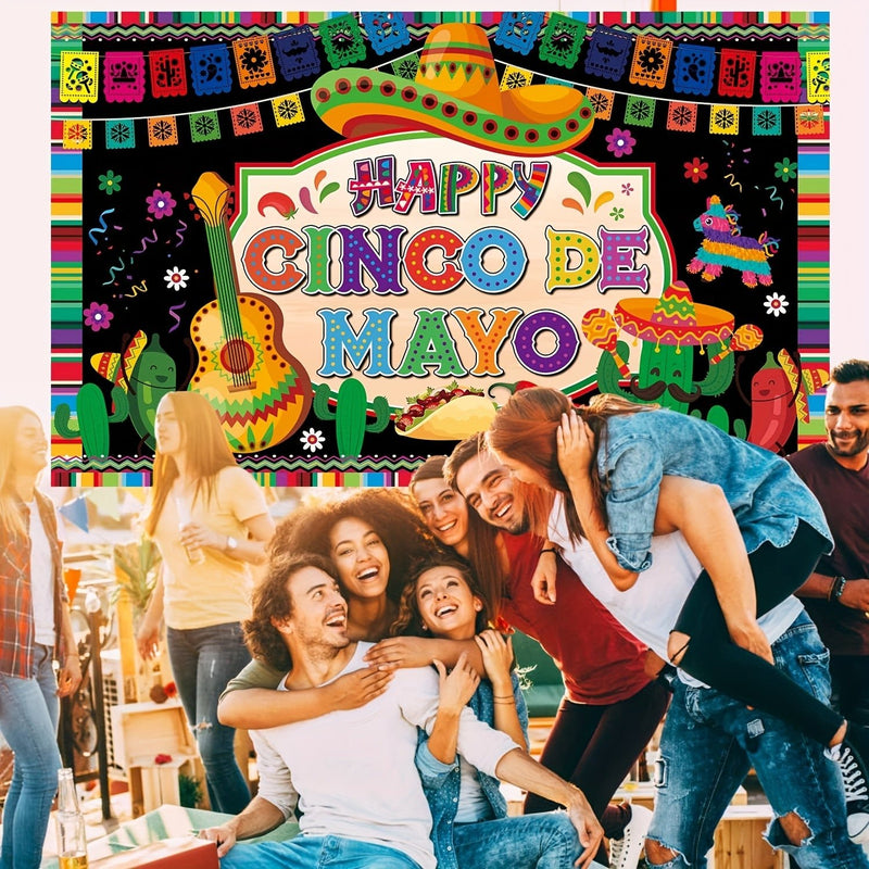 1pc Telón De Fondo De Cinco De Mayo Gran Fiesta Mexicana Decoraciones De Fondo Para Fiesta De Cumpleaños Mexicana Pancarta De Fiesta Mexicana Para La Fiesta De Cinco De Mayo Suministros Para Fiestas Mexicanas Tineit - SACASUSA