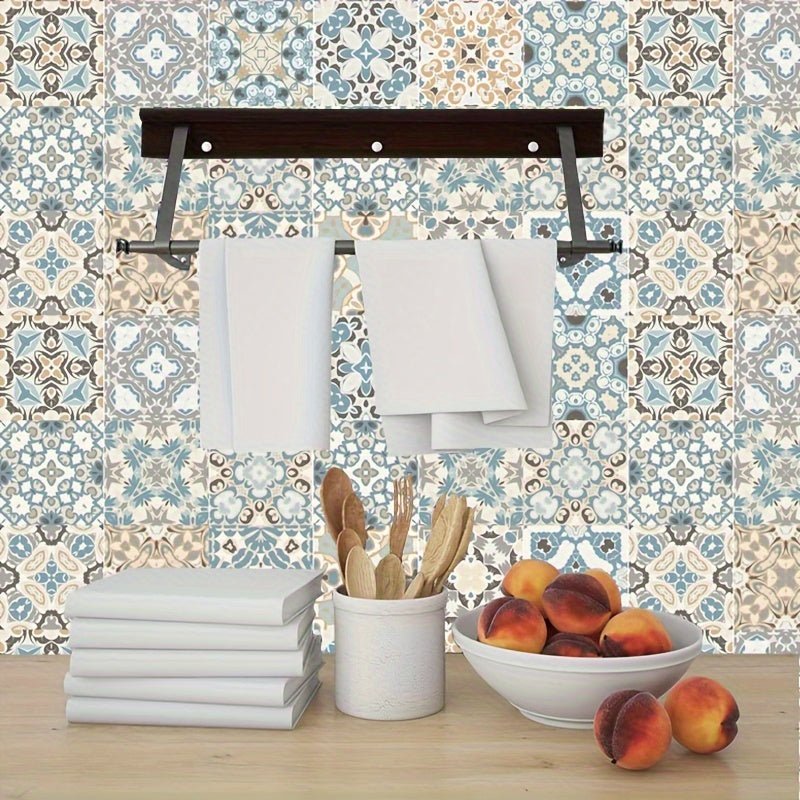 1pc/2pcs Azulejo Tradicional Mexicano De Talavera Papel Pintado Autoadhesivo, Pelar Y Pegar, Pegatinas De Pared Impermeables Para Sala De Estar, Cocina, Baño, 40x80cm - SACASUSA