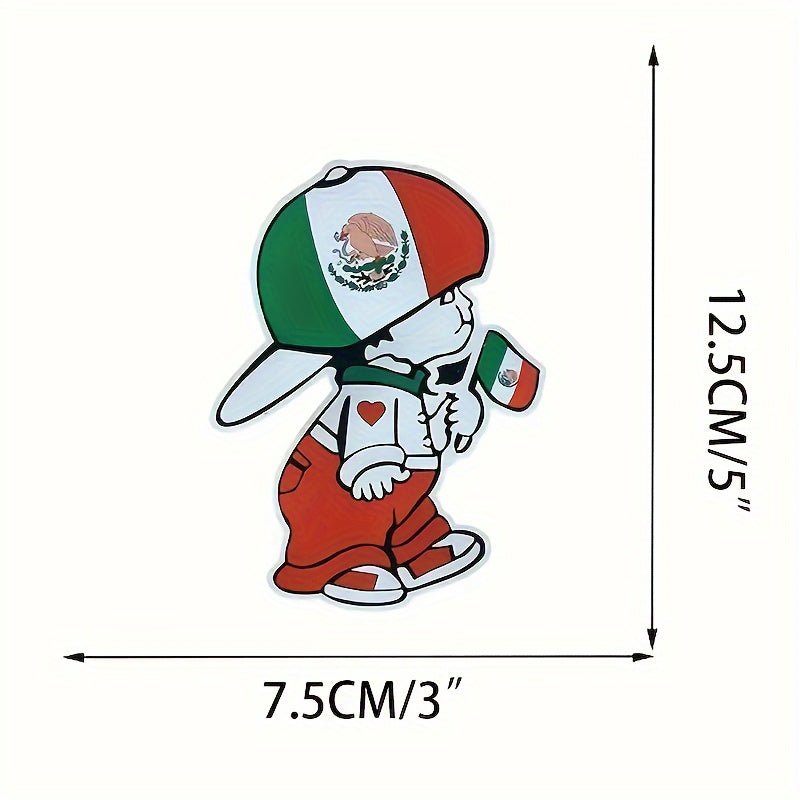 2 Uds México Niños De Mano Bandera Mexicana Pegatina Parachoques Coche Ventana Pegatina Reflectante Sombrero De Seguridad Portátil - SACASUSA