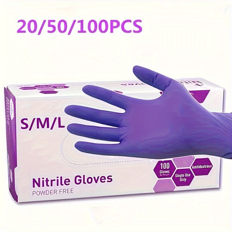 20/50/100 Unidades, Guantes Desechables De Nitrilo Morado, Guantes De Limpieza Doméstica, Guantes Desechables No Alergénicos, Guantes De Trabajo Duraderos, Adecuados Para Limpieza De Cocina, Belleza Y Peluquería, Manualidades, Suministros De Limpieza - SACASUSA