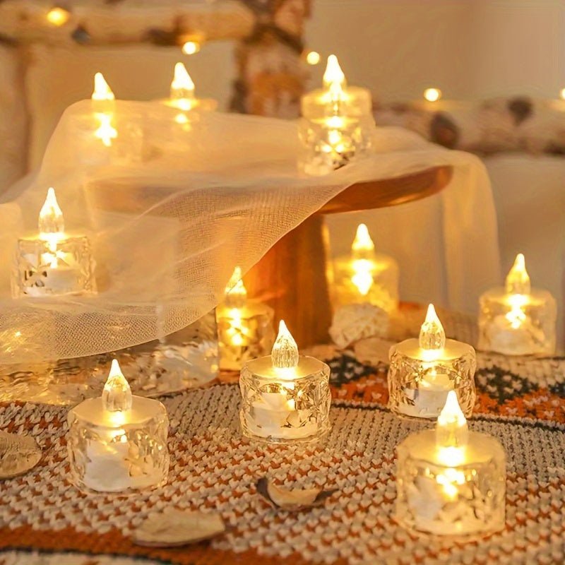 24pcs Luces De Velas Electrónicas LED, Con Batería, Patrón De Rosa Mini Refracción De Halo De Proyección De Luz De Té, Lámpara De Vela LED Sin Llama Con Pilas, Para Decoración De Hogar, Fiestas De Bodas, Navidad, San Valentín Y Religión - SACASUSA