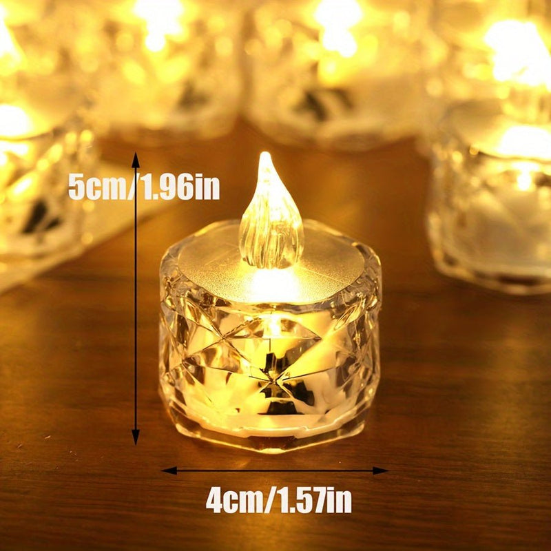 24pcs Luces De Velas Electrónicas LED, Con Batería, Patrón De Rosa Mini Refracción De Halo De Proyección De Luz De Té, Lámpara De Vela LED Sin Llama Con Pilas, Para Decoración De Hogar, Fiestas De Bodas, Navidad, San Valentín Y Religión - SACASUSA