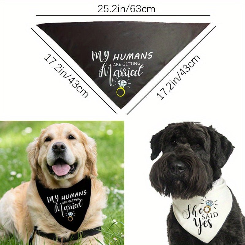 2pcs Bandanas Para Perros De Boda, "Mis Humanos Se Van A Casar" "Ella Dijo Que Sí" Pañuelos Para Perros Para Fotos De Compromiso De Boda, Accesorios De Pañuelos Para Mascotas Para Amantes De Los Perros, Regalo De Despedida De Soltera - SACASUSA