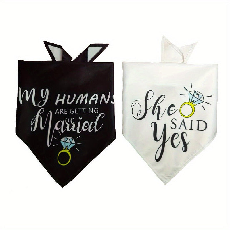 2pcs Bandanas Para Perros De Boda, "Mis Humanos Se Van A Casar" "Ella Dijo Que Sí" Pañuelos Para Perros Para Fotos De Compromiso De Boda, Accesorios De Pañuelos Para Mascotas Para Amantes De Los Perros, Regalo De Despedida De Soltera - SACASUSA