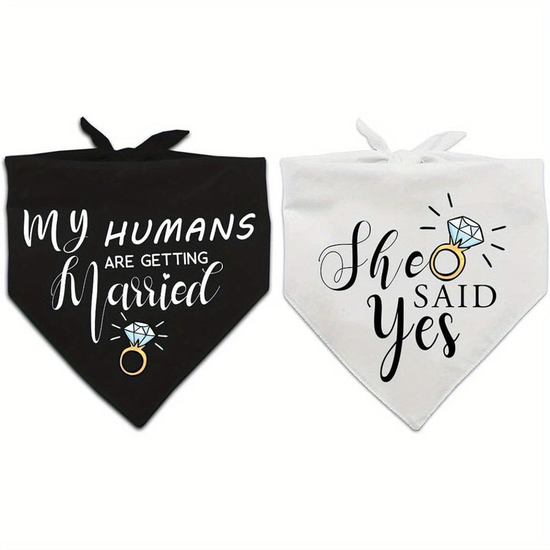 2pcs Bandanas Para Perros De Boda, "Mis Humanos Se Van A Casar" "Ella Dijo Que Sí" Pañuelos Para Perros Para Fotos De Compromiso De Boda, Accesorios De Pañuelos Para Mascotas Para Amantes De Los Perros, Regalo De Despedida De Soltera - SACASUSA