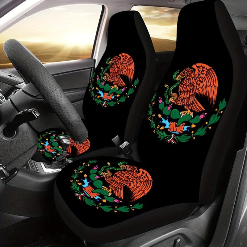 2pcs Funda De Asiento De Coche Impresa Con La Bandera Mexicana Para Asientos Delanteros, Protector De Asiento De Cubo, Cojines De Asiento De Coche Para Coche, SUV, Camión O Furgoneta Para Mujeres Y Hombres - SACASUSA