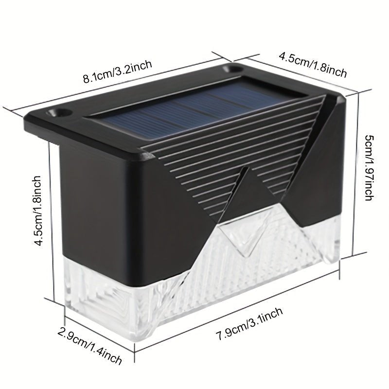 4 Unids/pack Escalera LED Lámpara Solar IP65 Impermeable Al Aire Libre Jardín Luz Camino Patio Escalones Valla Lámparas Jardín Decoración Luz Solar Al Aire Libre - SACASUSA