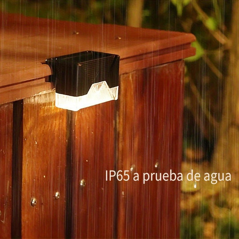 4 Unids/pack Escalera LED Lámpara Solar IP65 Impermeable Al Aire Libre Jardín Luz Camino Patio Escalones Valla Lámparas Jardín Decoración Luz Solar Al Aire Libre - SACASUSA