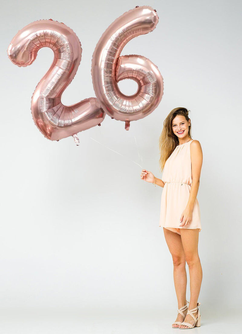 40 pulgadas personalizado oro rosa letra número grande globo de helio Banner Mylar carta cumpleaños Banner personalización Baby Shower novia - SACASUSA