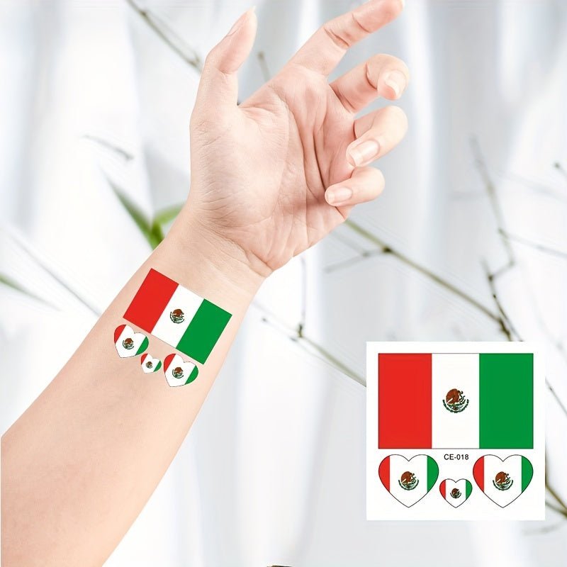 5 Hojas, Tatuajes De La Bandera Mexicana, Impermeables Y Resistentes Al Sudor, Para Brazos, Dedos, Rostro Y Cuerpo, Adecuados Para Eventos Deportivos, Juegos Olímpicos, Festivales, Fiestas Y Decoración Facial, Tatuajes Temporales Desechables - SACASUSA