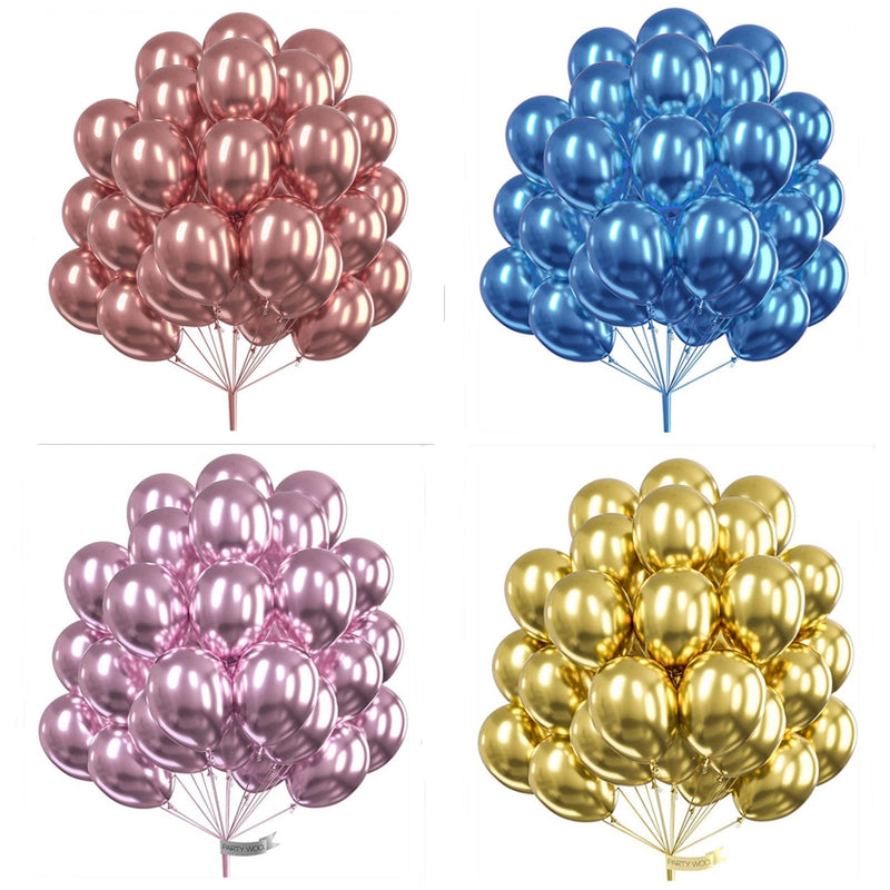 50 globos metálicos de 12,7 cm/5 pulgadas y 2 rollos de cinta plateada, globos metálicos cromados para celebraciones de bodas nupciales, arreglos de fiesta de cumpleaños de baby shower, decoración de fiesta de aniversario - SACASUSA