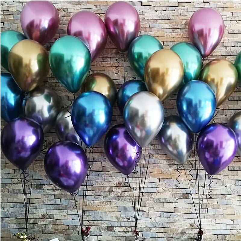 50 globos metálicos de 12,7 cm/5 pulgadas y 2 rollos de cinta plateada, globos metálicos cromados para celebraciones de bodas nupciales, arreglos de fiesta de cumpleaños de baby shower, decoración de fiesta de aniversario - SACASUSA