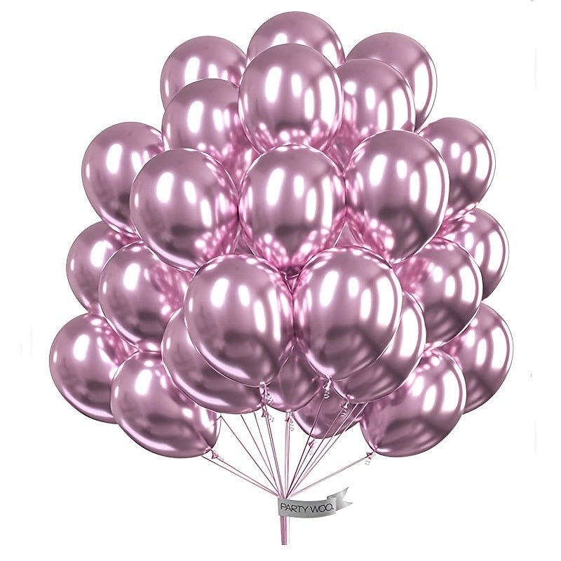 50 globos metálicos de 12,7 cm/5 pulgadas y 2 rollos de cinta plateada, globos metálicos cromados para celebraciones de bodas nupciales, arreglos de fiesta de cumpleaños de baby shower, decoración de fiesta de aniversario - SACASUSA