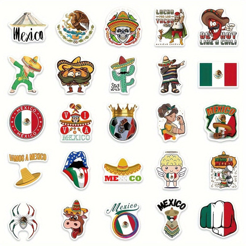 50 Pegatinas Para Cascos Mexicanos, Divertidas Pegatinas Para Caja De Herramientas De México, Diseño Chicana Para Casco, Portátil, Computadora, Botella De Agua, Calcomanías Patrióticas De Orgullo Mexicano - SACASUSA