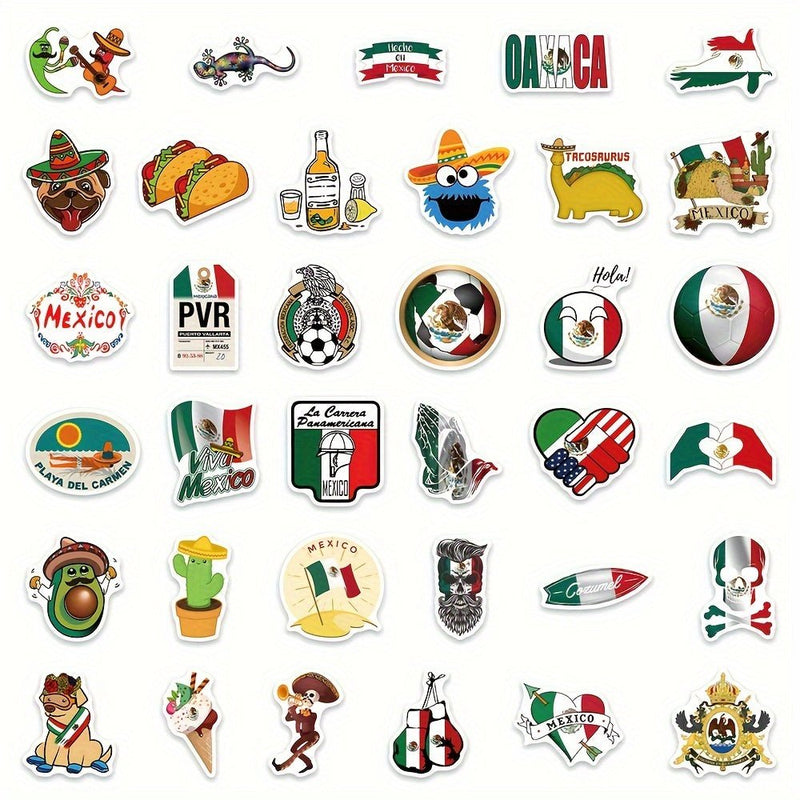 50 Pegatinas Para Cascos Mexicanos, Divertidas Pegatinas Para Caja De Herramientas De México, Diseño Chicana Para Casco, Portátil, Computadora, Botella De Agua, Calcomanías Patrióticas De Orgullo Mexicano - SACASUSA