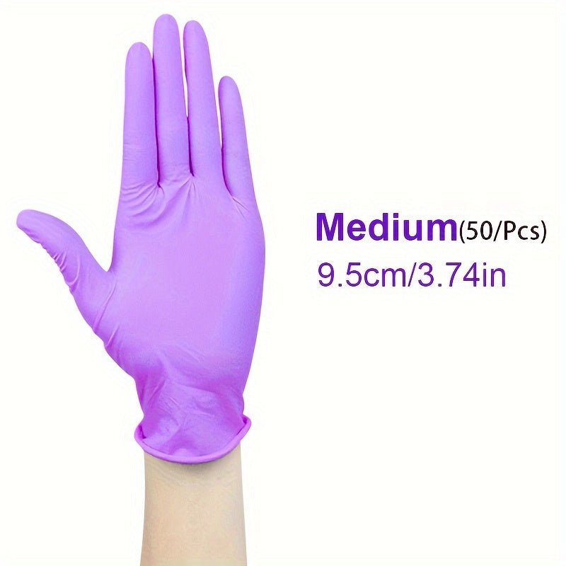 50pcs Guantes de Nitrilo Versátiles- Sin Polvo, Sin Látex, Impermeables y Resistentes al Aceite con Agarre Texturizado, Ideal para Manipulación de Alimentos & Tareas Industriales, Ambidiestros y Multicolores - SACASUSA