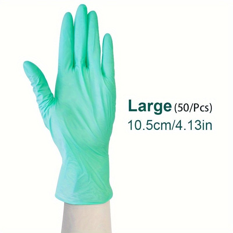 50pcs Guantes de Nitrilo Versátiles- Sin Polvo, Sin Látex, Impermeables y Resistentes al Aceite con Agarre Texturizado, Ideal para Manipulación de Alimentos & Tareas Industriales, Ambidiestros y Multicolores - SACASUSA