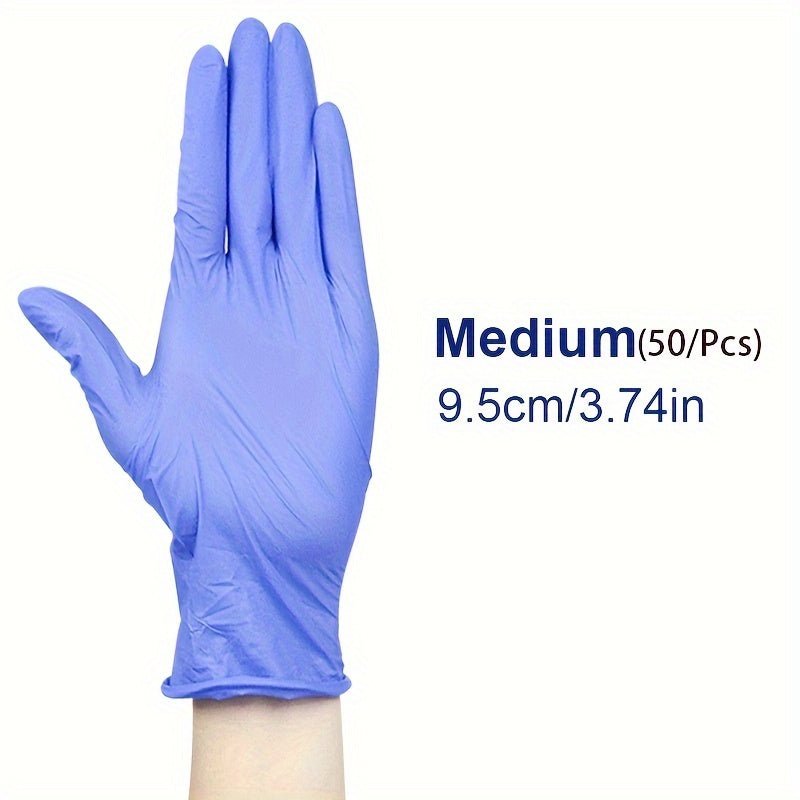 50pcs Guantes de Nitrilo Versátiles- Sin Polvo, Sin Látex, Impermeables y Resistentes al Aceite con Agarre Texturizado, Ideal para Manipulación de Alimentos & Tareas Industriales, Ambidiestros y Multicolores - SACASUSA