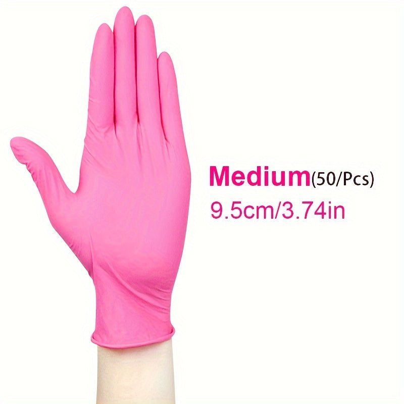 50pcs Guantes de Nitrilo Versátiles- Sin Polvo, Sin Látex, Impermeables y Resistentes al Aceite con Agarre Texturizado, Ideal para Manipulación de Alimentos & Tareas Industriales, Ambidiestros y Multicolores - SACASUSA