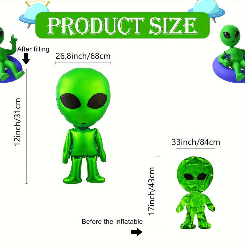 6 piezas de Globos Inflables de Extraterrestres de 31.5 Pulgadas: Alta Calidad de Aluminio, Auto-Sellado, Perfecto para Festividades con Tema Espacial, Adecuado para Mayores de 14 Años, No Requiere Electricidad - SACASUSA