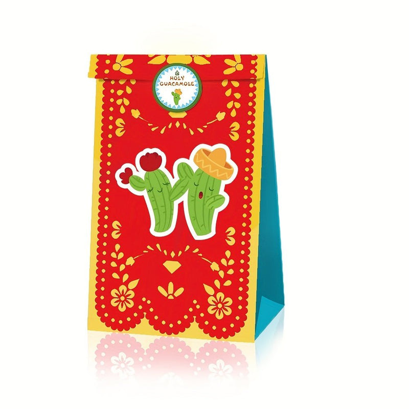 6 Uds, Tema Mexicano Fiesta De Cumpleaños Carnaval Bolsa De Dulces, Bolsa De Papel Kraft De Regalo Con Pegatina, Suministros Para Fiestas, Suministros Para Festivales, Suministros De Cumpleaños, Favores De Fiesta - SACASUSA