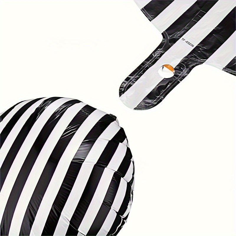 6pcs, Globos A Rayas Negros Y Blancos De 18 Pulgadas De Película De Aluminio A Rayas Negros Y Blancos Para Decoración De Fiestas De Cumpleaños, Baño De Bebé, Ceremonia De Halloween Y Fiestas De Vacaciones - SACASUSA