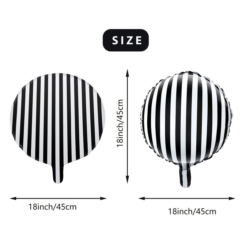 6pcs, Globos A Rayas Negros Y Blancos De 18 Pulgadas De Película De Aluminio A Rayas Negros Y Blancos Para Decoración De Fiestas De Cumpleaños, Baño De Bebé, Ceremonia De Halloween Y Fiestas De Vacaciones - SACASUSA