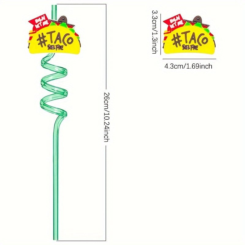 8pcs Straw, Reusable Mexico Cartoon Bent Drinking Straw, Food-grade Plastic Straws, Decorative Straw For Festival Party Wedding Cocktail Bar Beach, Kitchen Utensils, Chrismas Gifts, Halloween Gift - SACASUSA