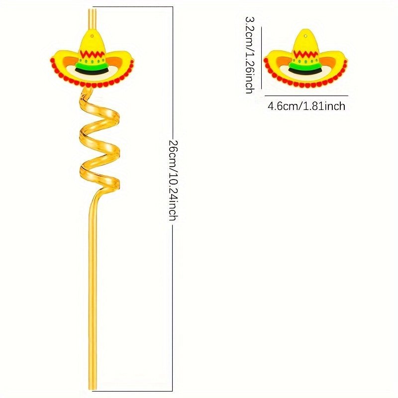 8pcs Straw, Reusable Mexico Cartoon Bent Drinking Straw, Food-grade Plastic Straws, Decorative Straw For Festival Party Wedding Cocktail Bar Beach, Kitchen Utensils, Chrismas Gifts, Halloween Gift - SACASUSA