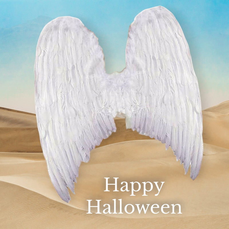 Alas de ángel de plumas blancas grandes hechas a mano Halloween para accesorios fotográficos, cosplay, adultos con Halo gratis - SACASUSA