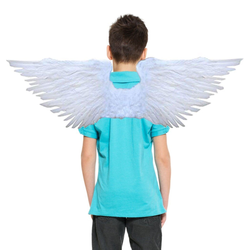 Alas de hada de ángel de plumas blancas grandes hechas a mano con halo gratis hombres mujeres adultos L alas de disfraz de Halloween - SACASUSA