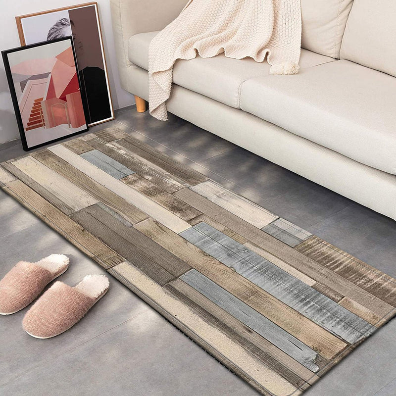 Alfombra Retro Antideslizante con Patrón de Madera: Cómoda, Absorbente para Todas las Habitaciones, Mejora la Decoración con Estilo - SACASUSA