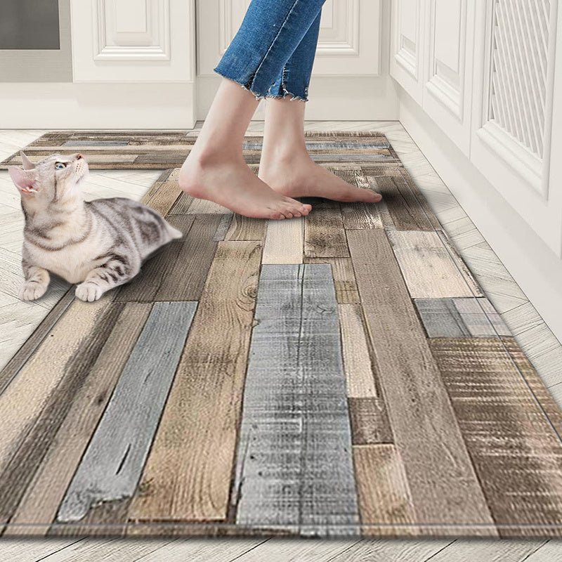 Alfombra Retro Antideslizante con Patrón de Madera: Cómoda, Absorbente para Todas las Habitaciones, Mejora la Decoración con Estilo - SACASUSA