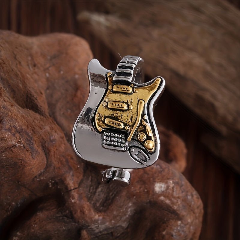 Anillo Unisex de Guitarra Eléctrica en Aleación de Zinc: Perfecto Declaración de Hip-Hop Rock para Cantantes, Guitarristas y Amantes de la Música - SACASUSA