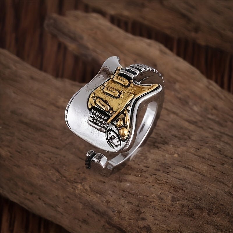 Anillo Unisex de Guitarra Eléctrica en Aleación de Zinc: Perfecto Declaración de Hip-Hop Rock para Cantantes, Guitarristas y Amantes de la Música - SACASUSA