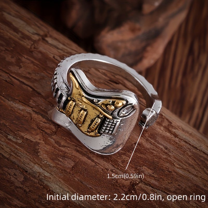 Anillo Unisex de Guitarra Eléctrica en Aleación de Zinc: Perfecto Declaración de Hip-Hop Rock para Cantantes, Guitarristas y Amantes de la Música - SACASUSA