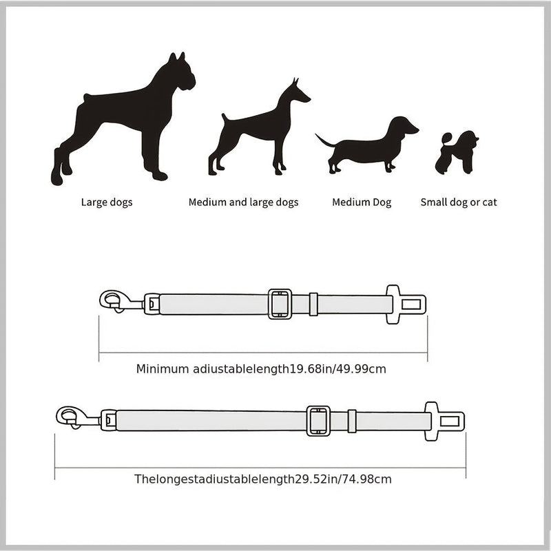 Arnes Ajustable para Mascotas en Coche: Cinturon de Seguridad Duradero para Perros y Gatos - Lavable a Mano, Hecho de Poliéster - SACASUSA