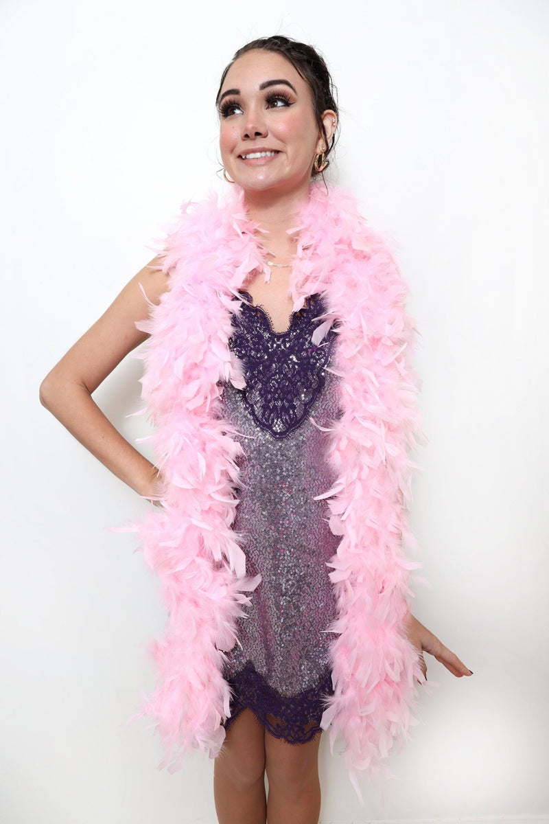 Boa de 100g, boa de plumas de pavo rosa bebé, Chandelle, 6 pies de largo, años 20, hermoso color, disfraz de Halloween, accesorio rosa claro - SACASUSA