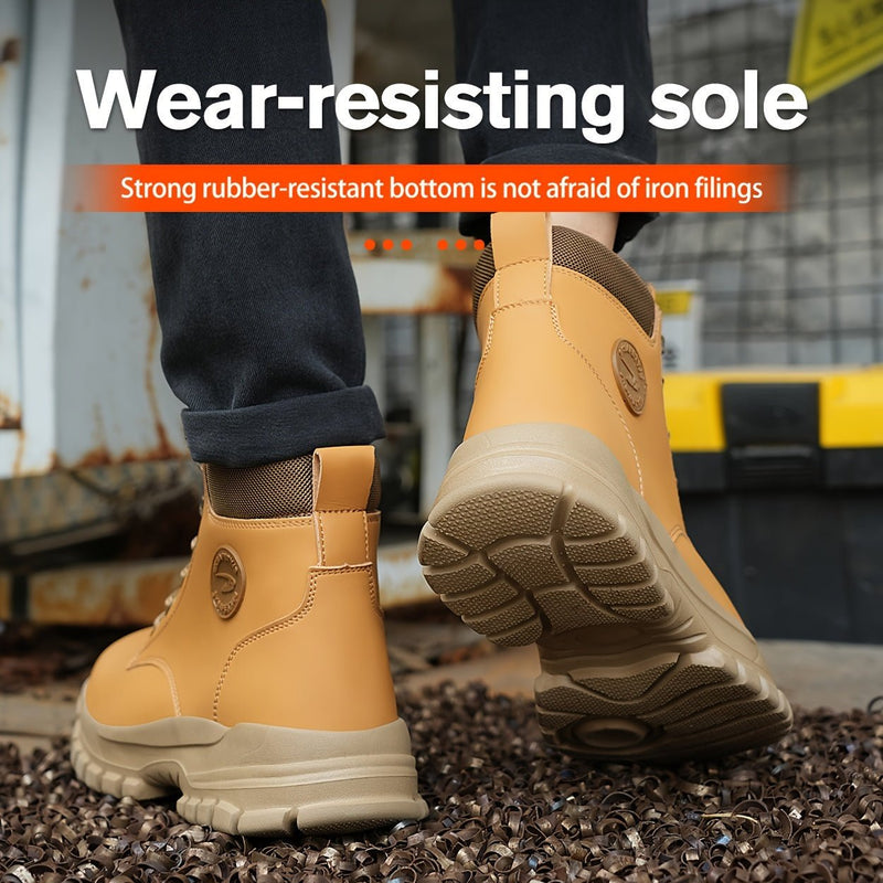 Botas De Seguridad Para El Trabajo De Construcción Industrial Duraderas Con Puntera De Acero Y Resistencia A La Perforación Y Al Deslizamiento Para Hombres, Con Cordones - SACASUSA