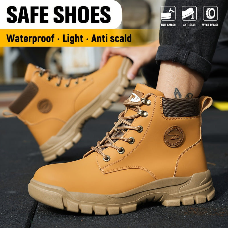 Botas De Seguridad Para El Trabajo De Construcción Industrial Duraderas Con Puntera De Acero Y Resistencia A La Perforación Y Al Deslizamiento Para Hombres, Con Cordones - SACASUSA