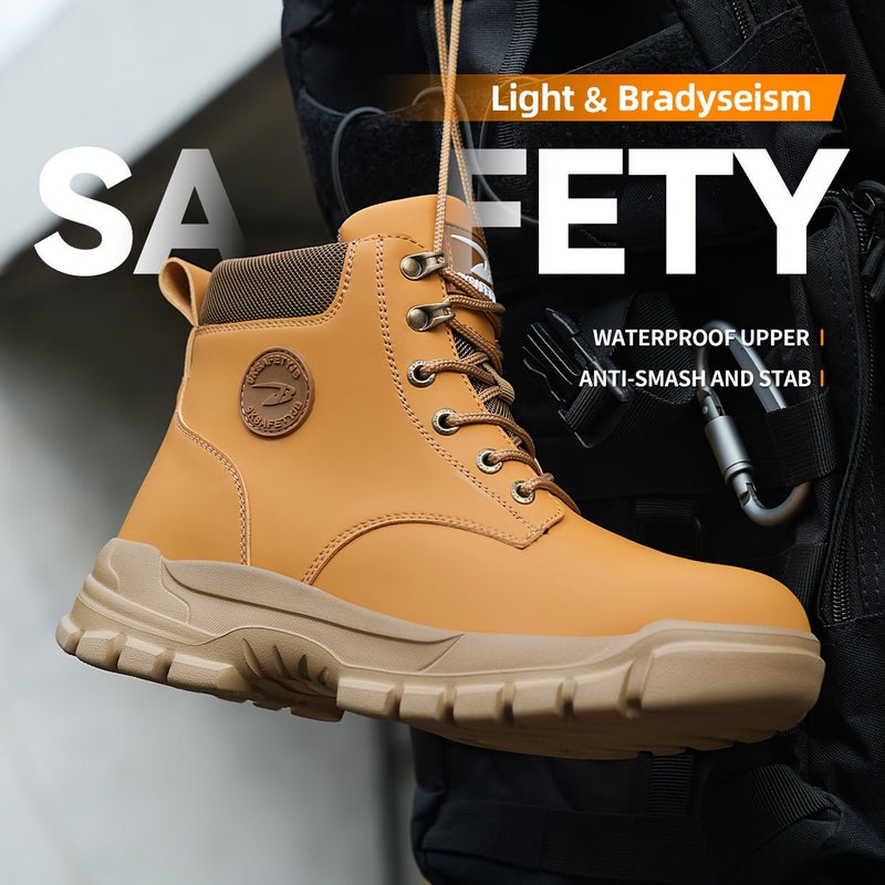 Botas De Seguridad Para El Trabajo De Construcción Industrial Duraderas Con Puntera De Acero Y Resistencia A La Perforación Y Al Deslizamiento Para Hombres, Con Cordones - SACASUSA