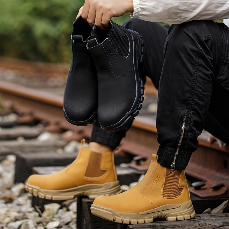 Botas De Trabajo De Moda Para Hombres Con Punta De Acero Alta Y Sólida, Casuales Cómodas Y Duraderas Antideslizantes Para Actividades Al Aire Libre - SACASUSA